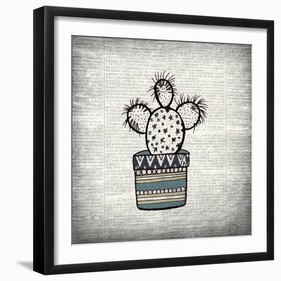 Newspaper Cactus 1-Kimberly Allen-Framed Art Print