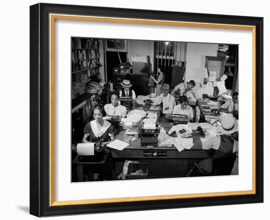 Newspaper City Room of the Amsterdam News, in Harlem-Hansel Mieth-Framed Photographic Print