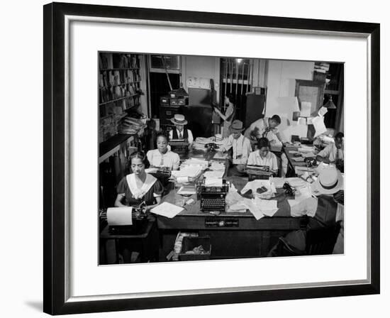 Newspaper City Room of the Amsterdam News, in Harlem-Hansel Mieth-Framed Photographic Print