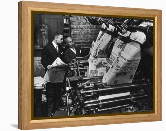 Newspaper Founder Robert S. Abbott Checking Printing Press at the African American Newspaper-Gordon Coster-Framed Premier Image Canvas