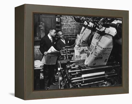 Newspaper Founder Robert S. Abbott Checking Printing Press at the African American Newspaper-Gordon Coster-Framed Premier Image Canvas