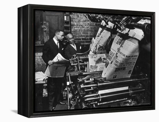 Newspaper Founder Robert S. Abbott Checking Printing Press at the African American Newspaper-Gordon Coster-Framed Premier Image Canvas