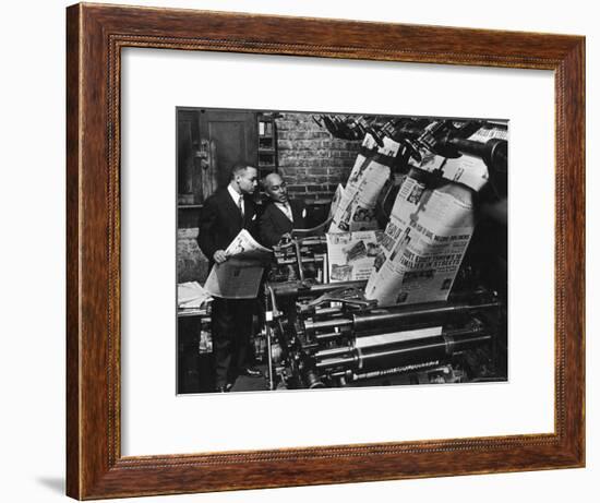 Newspaper Founder Robert S. Abbott Checking Printing Press at the African American Newspaper-Gordon Coster-Framed Photographic Print
