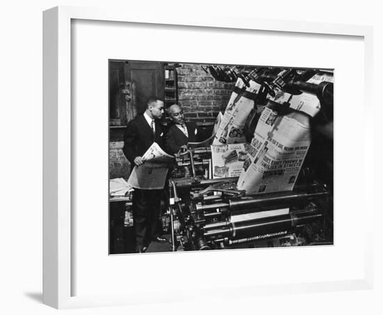 Newspaper Founder Robert S. Abbott Checking Printing Press at the African American Newspaper-Gordon Coster-Framed Photographic Print