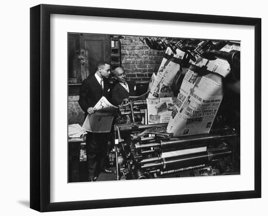 Newspaper Founder Robert S. Abbott Checking Printing Press at the African American Newspaper-Gordon Coster-Framed Photographic Print