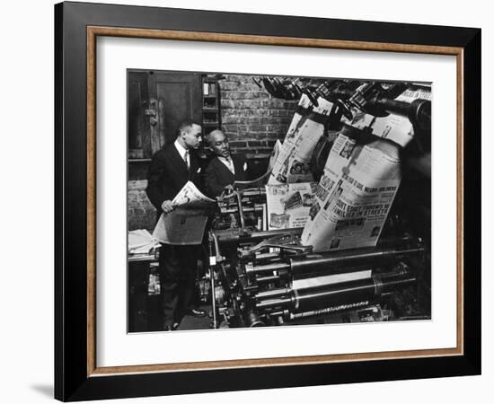 Newspaper Founder Robert S. Abbott Checking Printing Press at the African American Newspaper-Gordon Coster-Framed Photographic Print