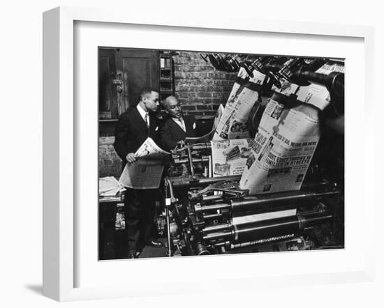 Newspaper Founder Robert S. Abbott Checking Printing Press at the African American Newspaper-Gordon Coster-Framed Photographic Print