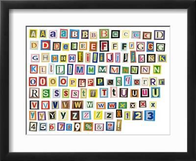 newspaper magazine alphabet with letters numbers art print donatas1205 art com