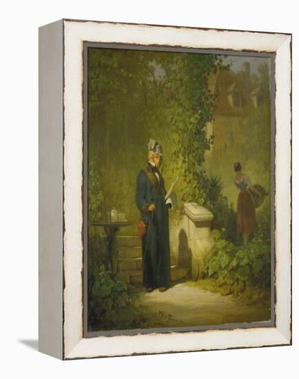 Newspaper Reader in the Garden (Or: Politikus in His Little Garden Having a Coffee), Late 1840s-Carl Spitzweg-Framed Premier Image Canvas