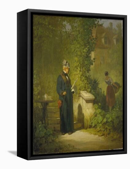 Newspaper Reader in the Garden (Or: Politikus in His Little Garden Having a Coffee), Late 1840s-Carl Spitzweg-Framed Premier Image Canvas