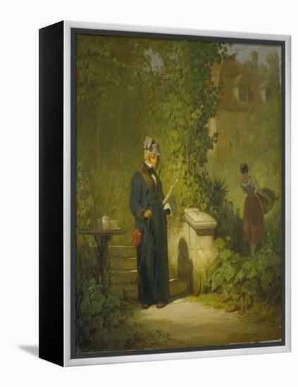 Newspaper Reader in the Garden (Or: Politikus in His Little Garden Having a Coffee), Late 1840s-Carl Spitzweg-Framed Premier Image Canvas