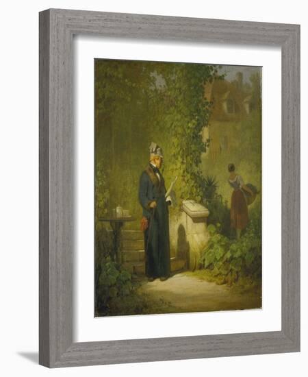 Newspaper Reader in the Garden (Or: Politikus in His Little Garden Having a Coffee), Late 1840s-Carl Spitzweg-Framed Giclee Print