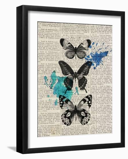 Newsprint Butterflies-Morgan Yamada-Framed Art Print