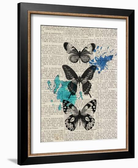 Newsprint Butterflies-Morgan Yamada-Framed Art Print