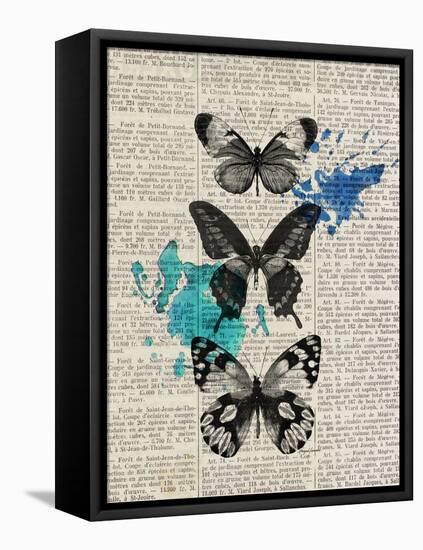 Newsprint Butterflies-Morgan Yamada-Framed Stretched Canvas