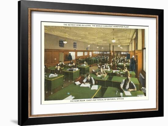 Newsroom, Detroit News Building, Michigan-null-Framed Premium Giclee Print