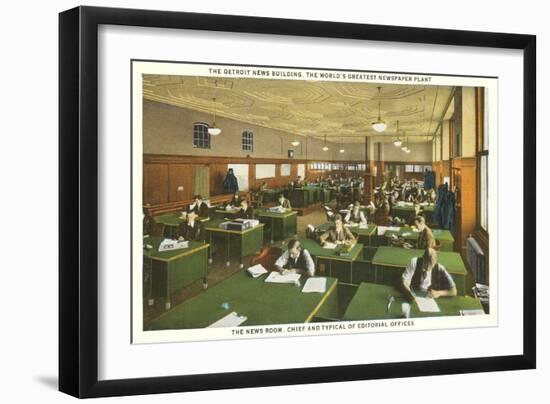 Newsroom, Detroit News Building, Michigan-null-Framed Premium Giclee Print