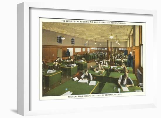 Newsroom, Detroit News Building, Michigan-null-Framed Premium Giclee Print