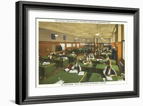 Newsroom, Detroit News Building, Michigan-null-Framed Premium Giclee Print