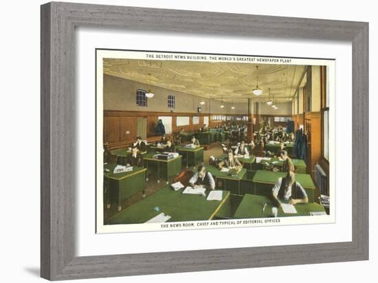 Newsroom, Detroit News Building, Michigan-null-Framed Art Print