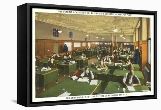 Newsroom, Detroit News Building, Michigan-null-Framed Stretched Canvas