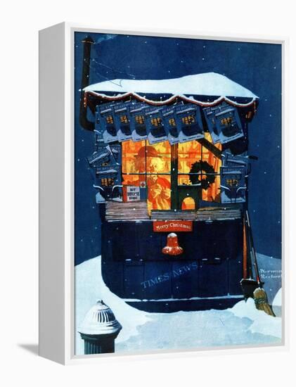 "Newsstand in the Snow", December 20,1941-Norman Rockwell-Framed Premier Image Canvas