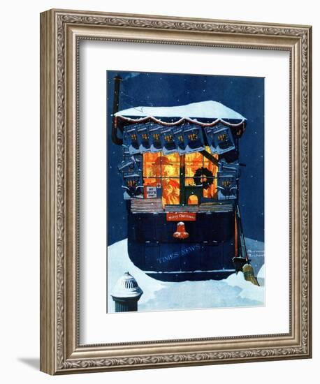 "Newsstand in the Snow", December 20,1941-Norman Rockwell-Framed Giclee Print