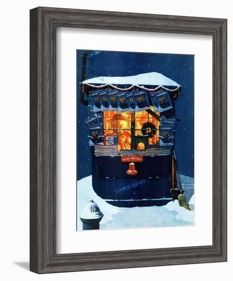 "Newsstand in the Snow", December 20,1941-Norman Rockwell-Framed Giclee Print