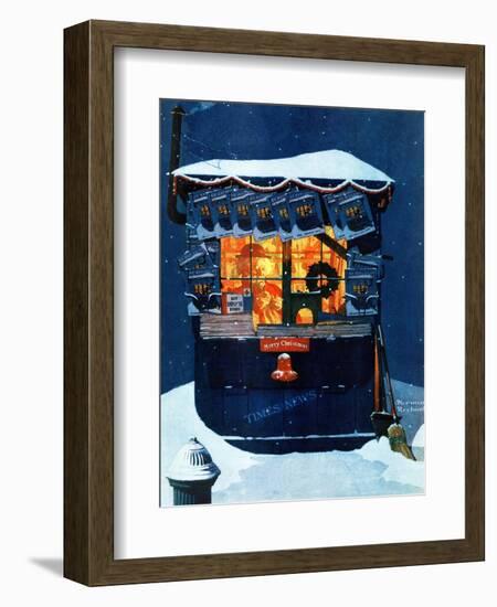 "Newsstand in the Snow", December 20,1941-Norman Rockwell-Framed Giclee Print