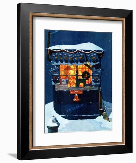 "Newsstand in the Snow", December 20,1941-Norman Rockwell-Framed Giclee Print