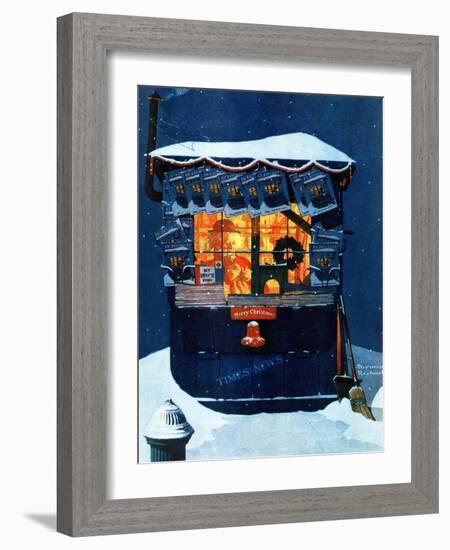 "Newsstand in the Snow", December 20,1941-Norman Rockwell-Framed Giclee Print