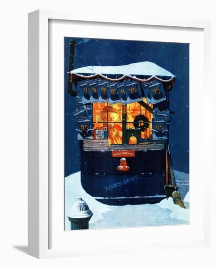 "Newsstand in the Snow", December 20,1941-Norman Rockwell-Framed Giclee Print