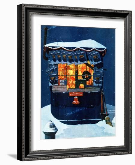 "Newsstand in the Snow", December 20,1941-Norman Rockwell-Framed Giclee Print