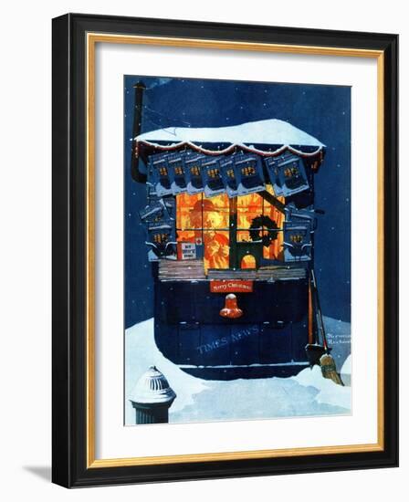 "Newsstand in the Snow", December 20,1941-Norman Rockwell-Framed Giclee Print