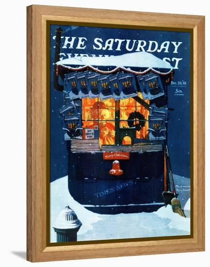 "Newsstand in the Snow" Saturday Evening Post Cover, December 20,1941-Norman Rockwell-Framed Premier Image Canvas