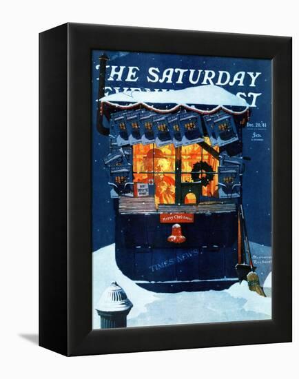 "Newsstand in the Snow" Saturday Evening Post Cover, December 20,1941-Norman Rockwell-Framed Premier Image Canvas
