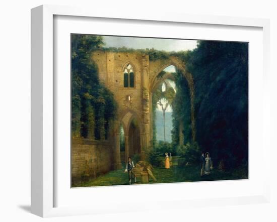 Newstead Abbey with the Last Resting Place of Byrons Dog Botswain-William West-Framed Giclee Print
