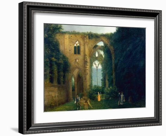 Newstead Abbey with the Last Resting Place of Byrons Dog Botswain-William West-Framed Giclee Print