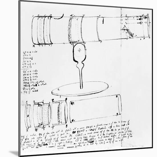 Newton's Telescope, Historical Artwork-Library of Congress-Mounted Premium Photographic Print