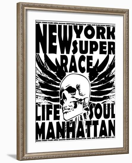 Newyork Skull College Design Man T-Shirt Vector Design-emeget-Framed Art Print