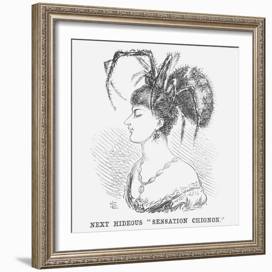 Next Hideous Sensation Chignon, 1867-Edward Linley Sambourne-Framed Giclee Print