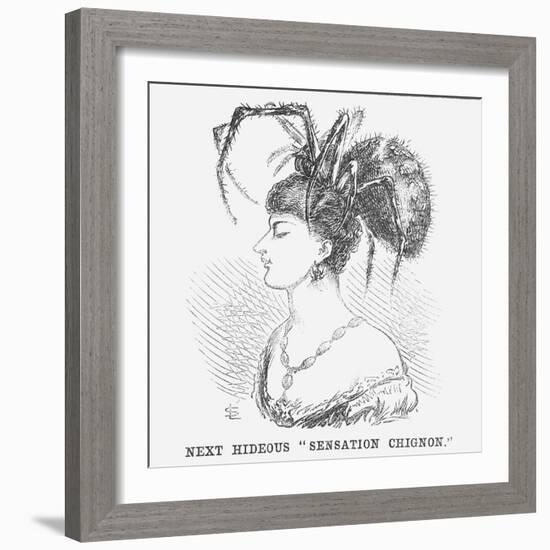 Next Hideous Sensation Chignon, 1867-Edward Linley Sambourne-Framed Giclee Print