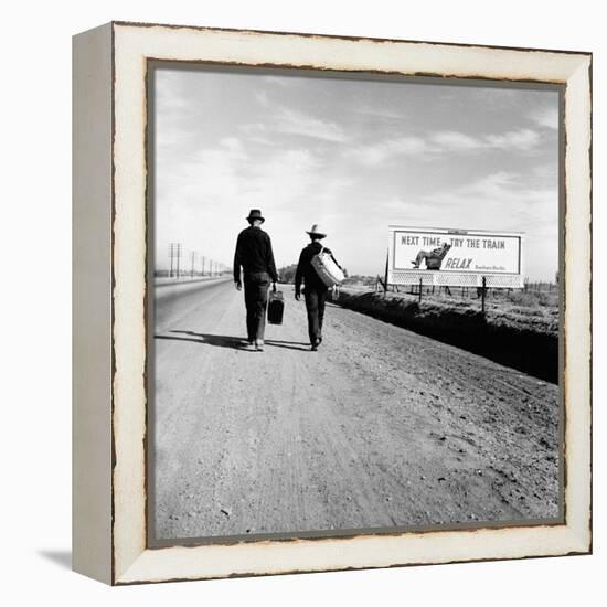 Next Time Try the Train Relax Southern Pacific, March 1937-Dorothea Lange-Framed Stretched Canvas