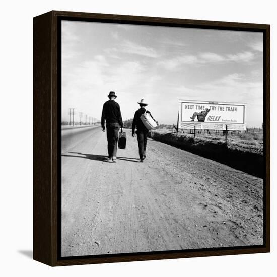 Next Time Try the Train Relax Southern Pacific, March 1937-Dorothea Lange-Framed Stretched Canvas