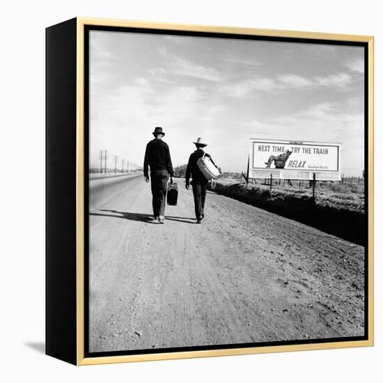 Next Time Try the Train Relax Southern Pacific, March 1937-Dorothea Lange-Framed Stretched Canvas