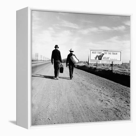 Next Time Try the Train Relax Southern Pacific, March 1937-Dorothea Lange-Framed Stretched Canvas