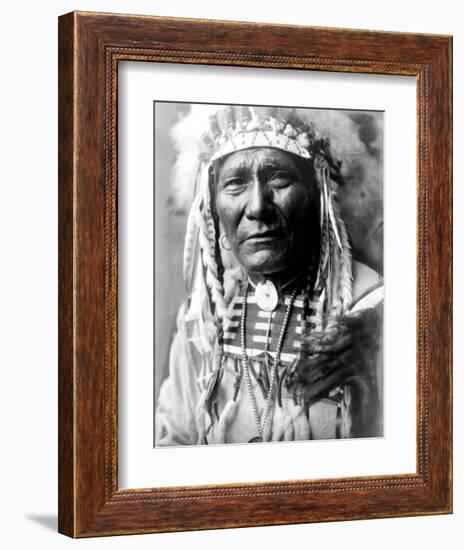 Nez Perc Head Dress-Edward S^ Curtis-Framed Giclee Print