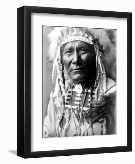 Nez Perc Head Dress-Edward S^ Curtis-Framed Giclee Print