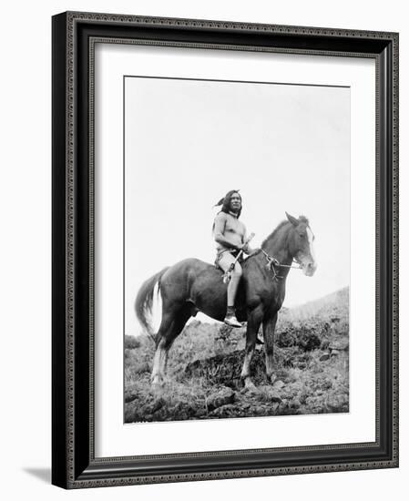 Nez Perce Indian on Horseback Edward Curtis Photograph-Lantern Press-Framed Art Print