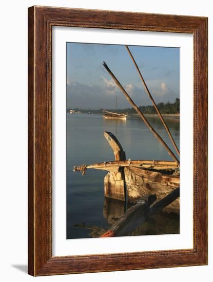 Ngalawa boat on Kenya coast at Mombasa-Charles Bowman-Framed Photographic Print